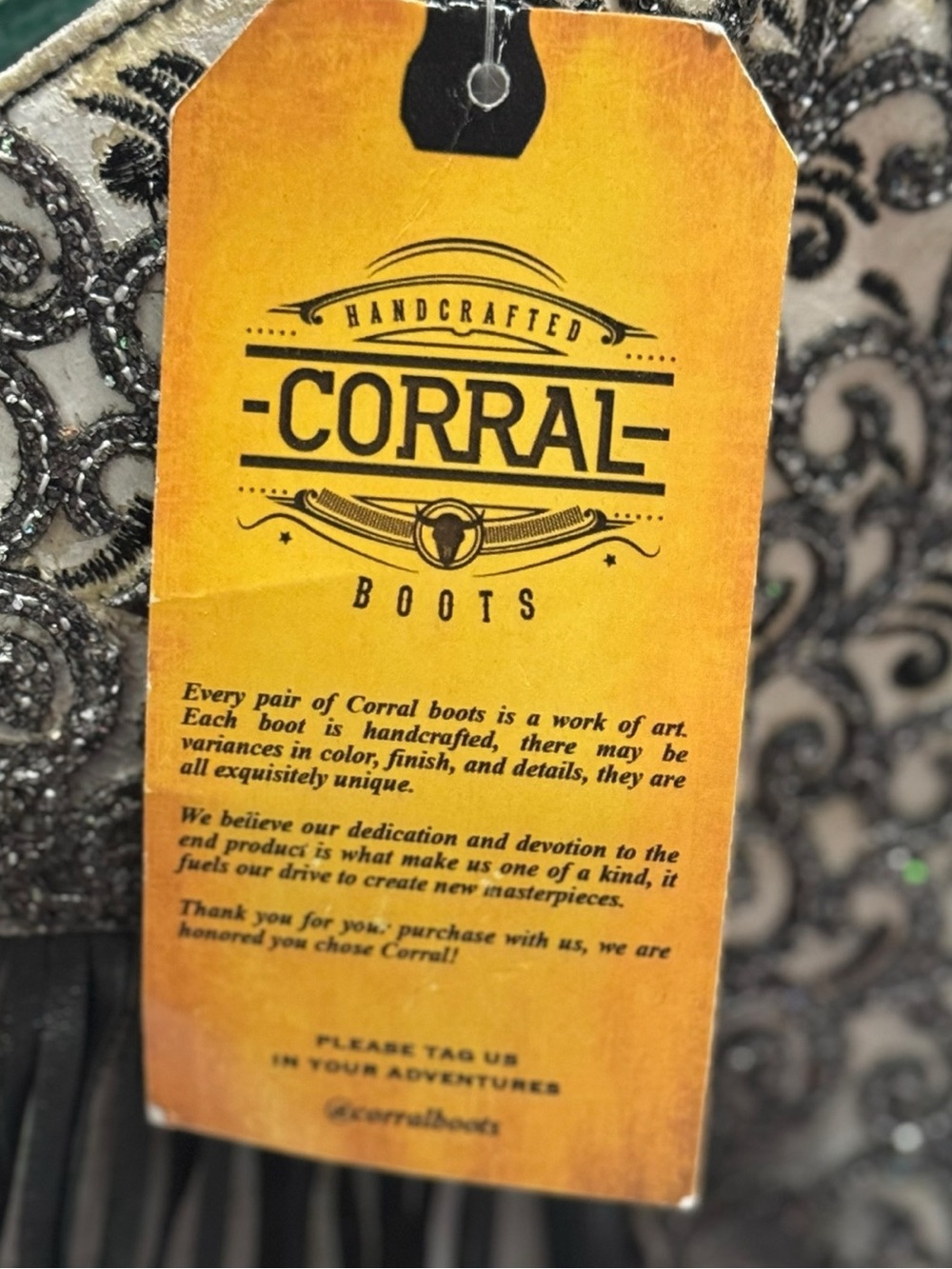 Corral Lamb Overlay Embroidery Fringe Boots Sz 7.5M NWT - Picture 15 of 16